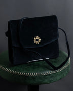 "Salvatore Ferragamo" Antique jewelry motif design velvet shoulder bag