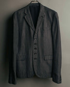 "COMME des GARÇONS HOMME" 10SS Vintage multi-button hickory stripe linen wool jacket