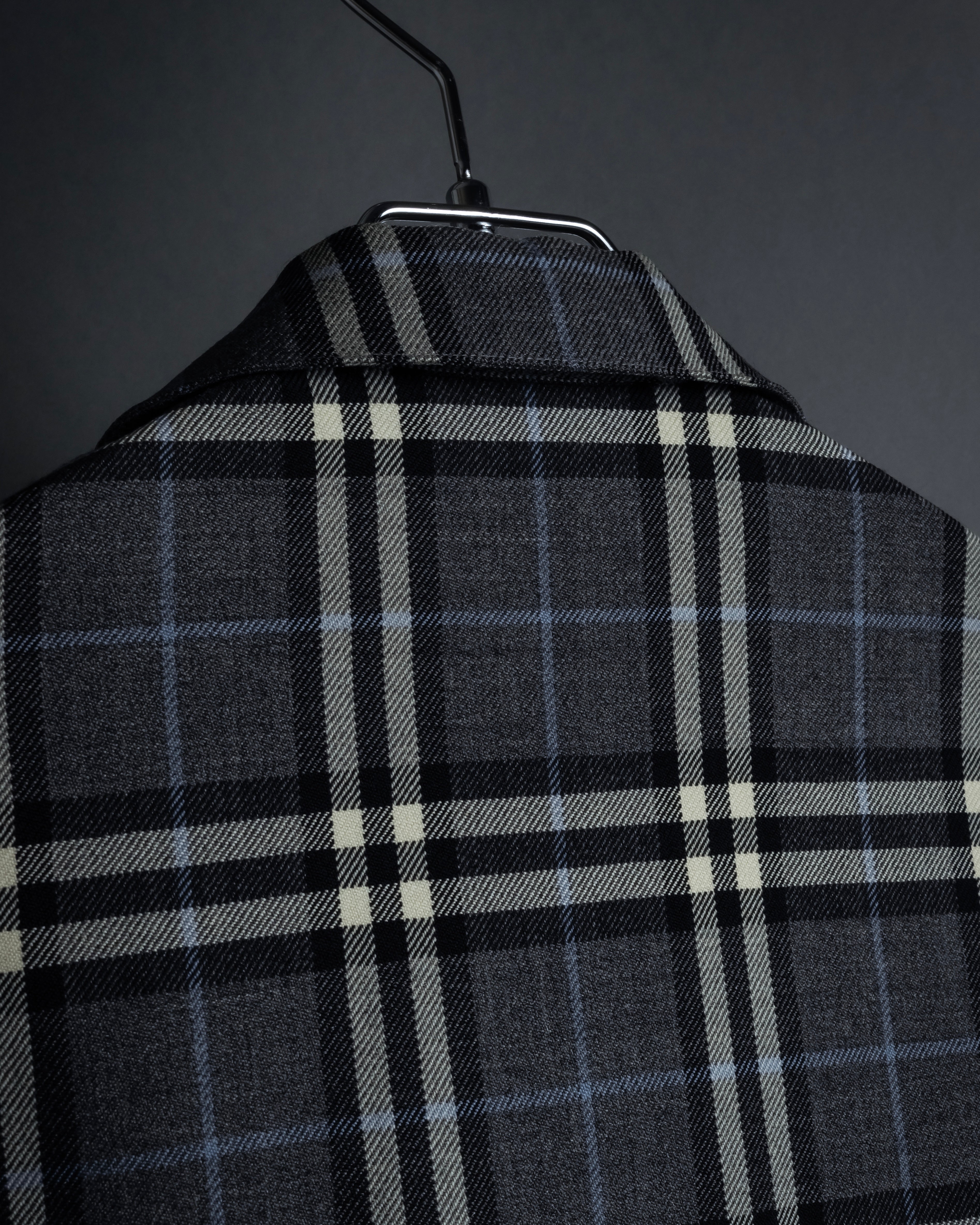 "BURBERRYS" Gold metal button design check pattern wool shirt