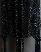 "Saint Laurent Paris 2020"
Ribbon detail polka dot pattern sheer shirt