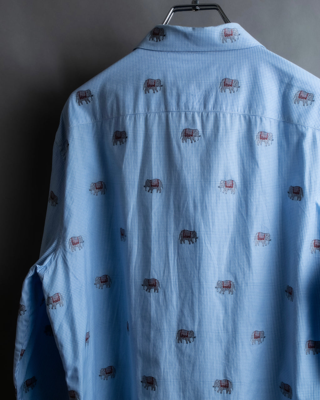 "GUCCI" Michele period elephant pattern sax blue color shirt