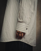 -SPECIAL- “HERMES” 80’s tonal jacquard pinstripe French cuff shirt