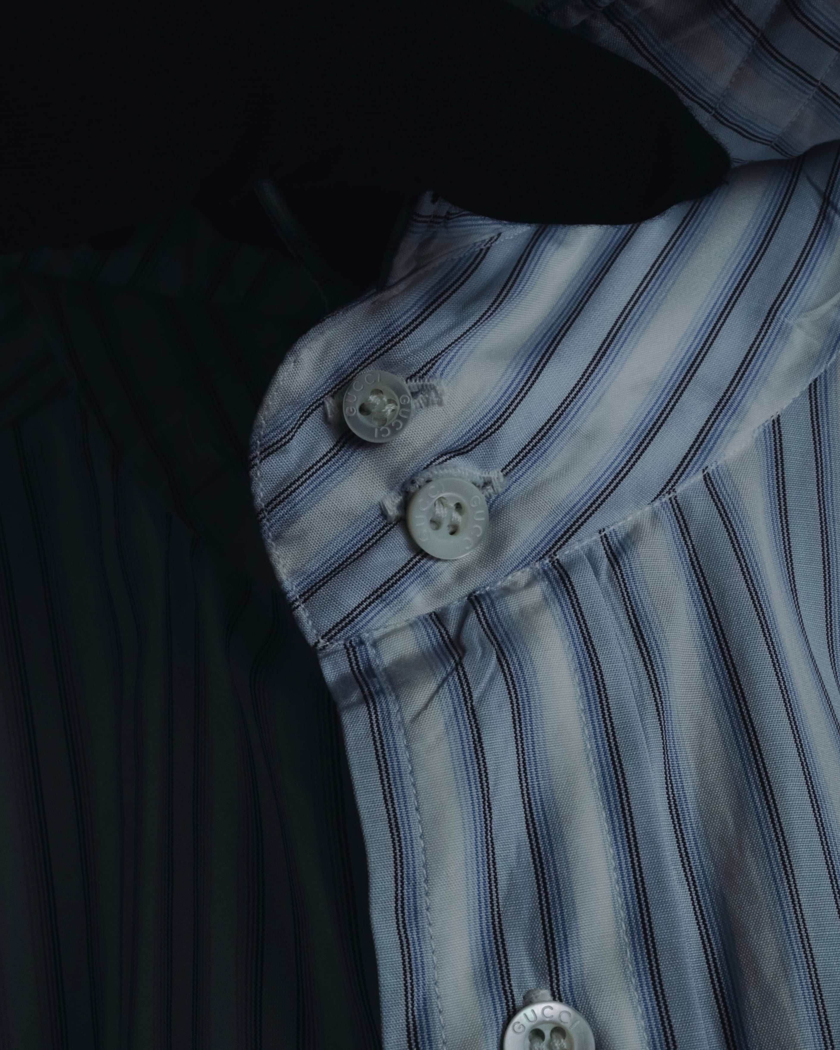 "GUCCI" Striped Spread Collar Shirt with Contrast Cuffs