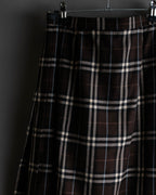 "BURBERRY" Brown tartan check pleated wrap skirt