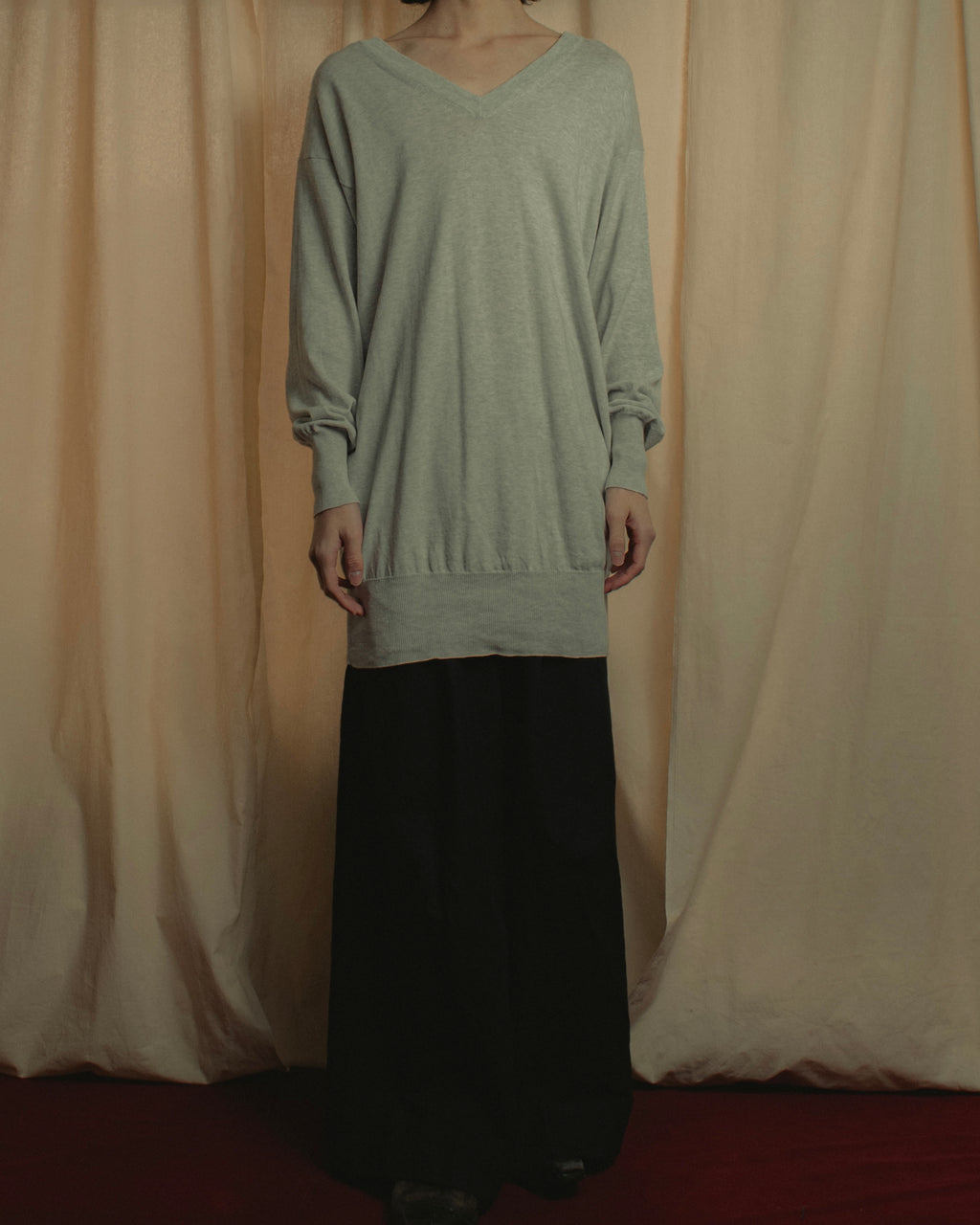 "Maison Margiela" 18SS elbow patch cotton v-neck knit