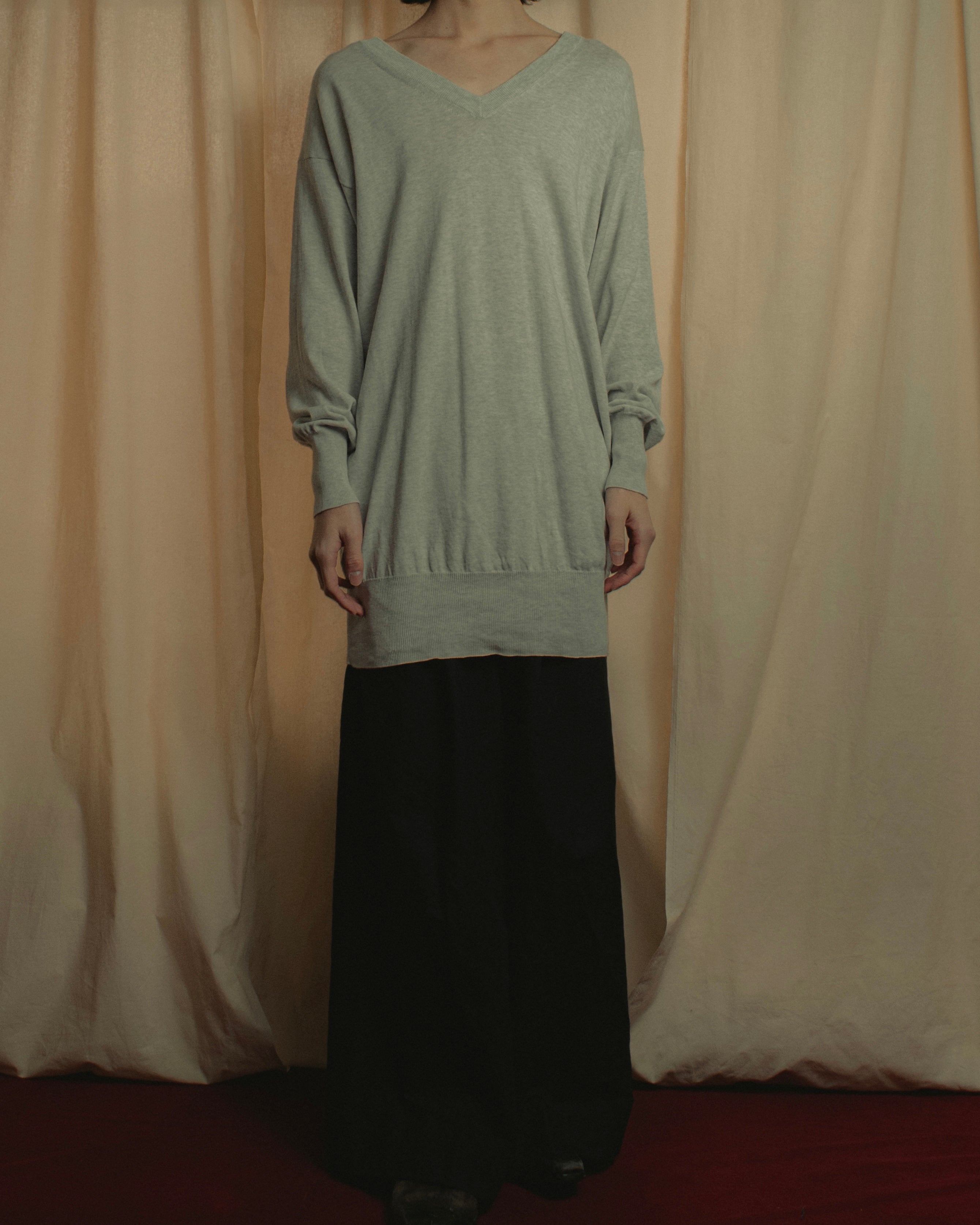 "Maison Margiela" 18SS elbow patch cotton v-neck knit