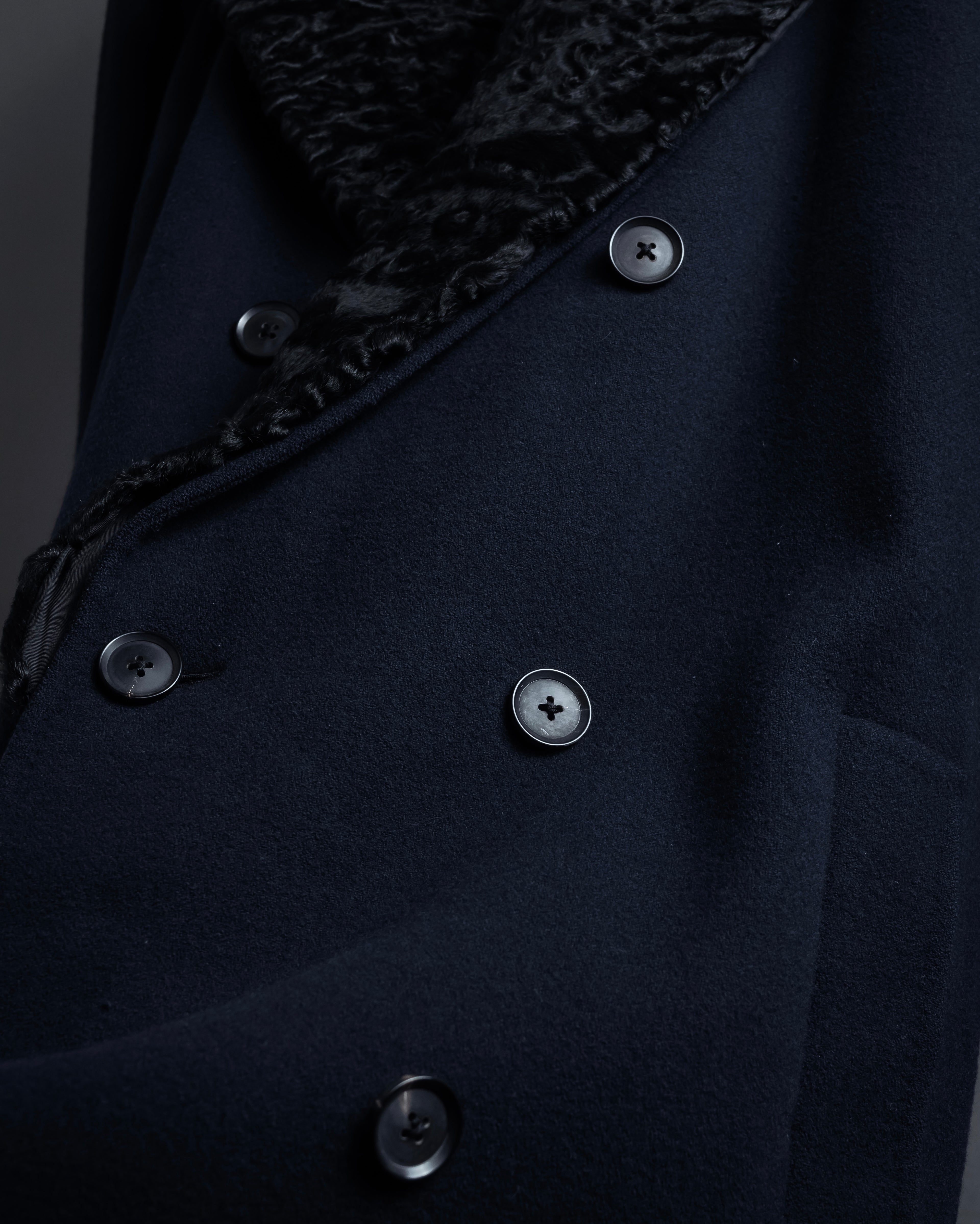 -SPECIAL- "CARUSO"
 Fur collar design belted melton coat