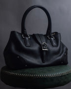 "BURBERRY" Silver stud design grained leather one-handle bag