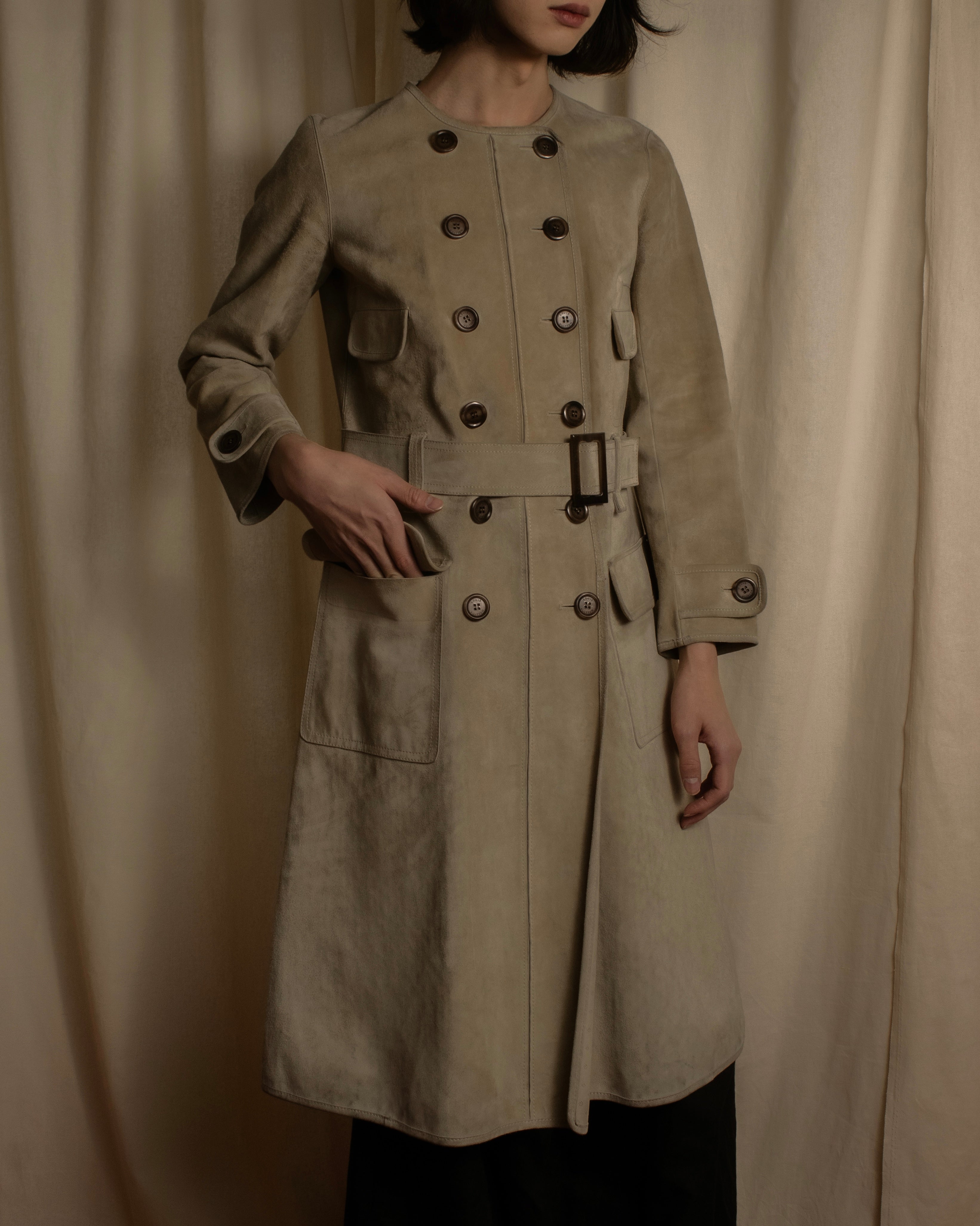 "LOUIS VUITTON" 00's Marc Jacobs period double-breasted suede coat