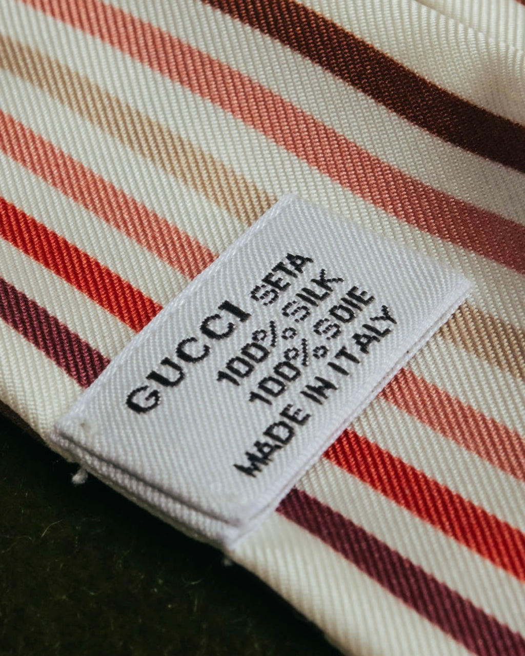 "GUCCI" 00's-10's Floral and striped silk neck bow scarf