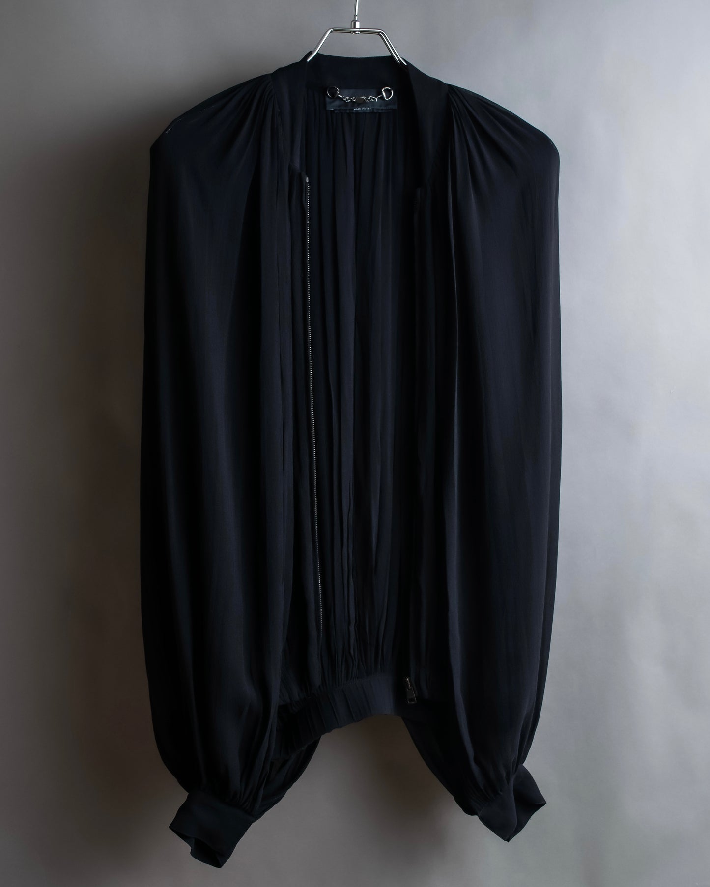 "GUCCI" Balloon draping design zip-up silk blouson