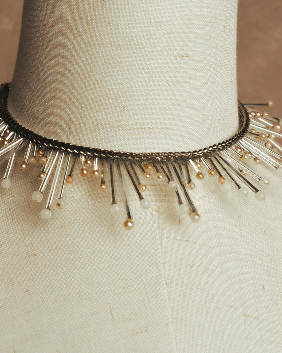-SPECIAL- "CHANEL" 90's-00's Sculptural pearl fringe choker necklace