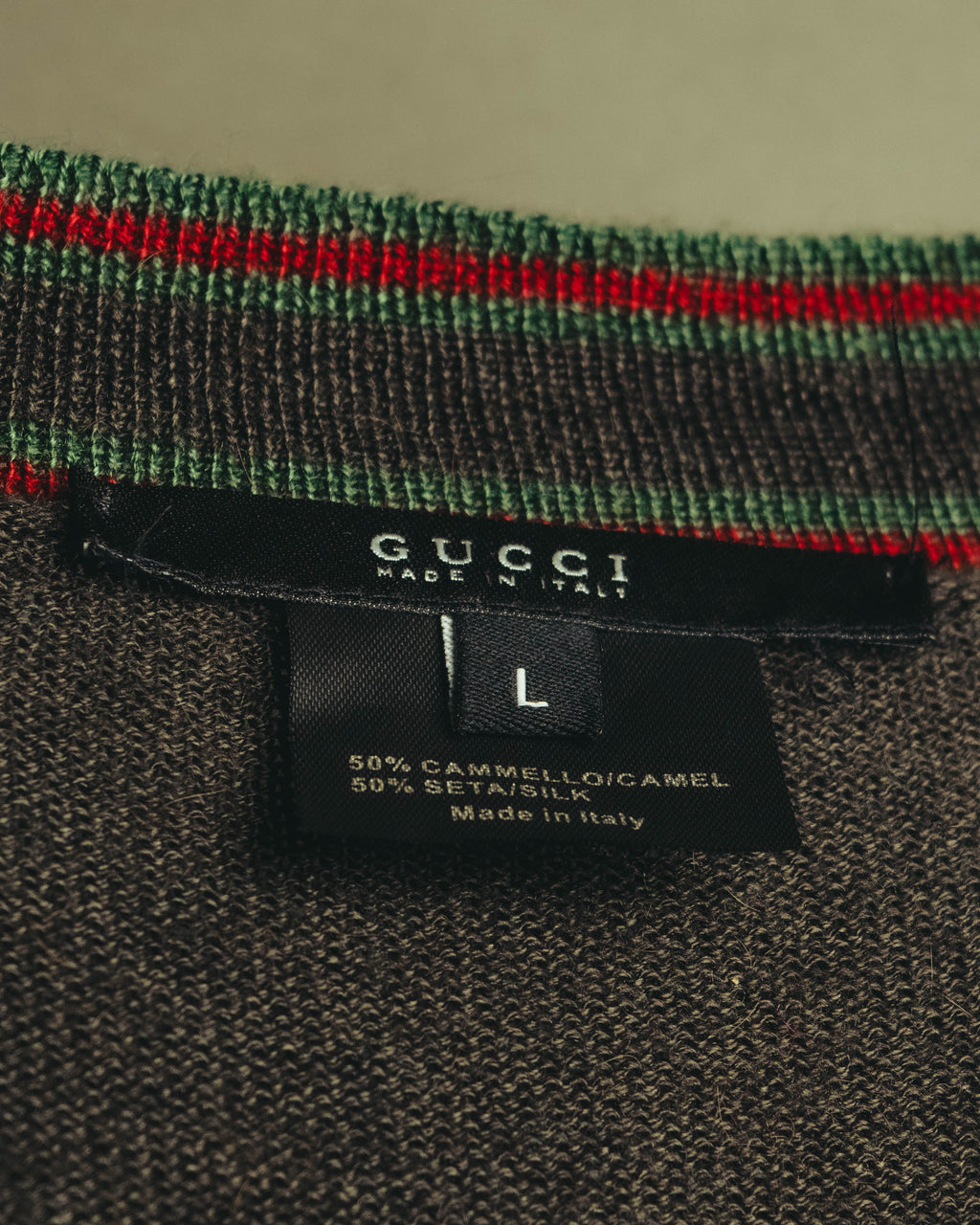“GUCCI” 90’s-00’s Web stripe V-neck knit sweater