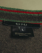 “GUCCI” 90’s-00’s Web stripe V-neck knit sweater