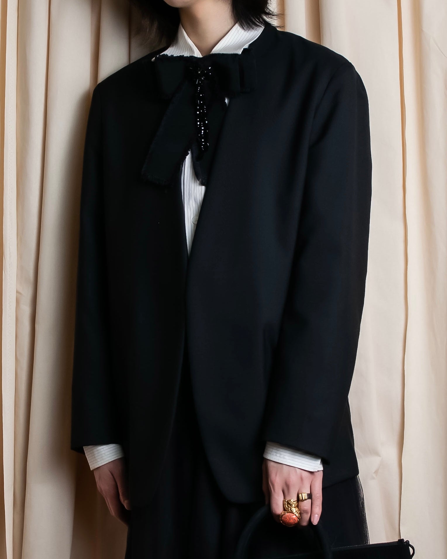 "MAISON MARGIELA" 20AW No-collar design wool tailored jacket