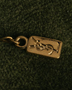 "Yves Saint Laurent" 80's-00's Gold tone textured pendant necklace