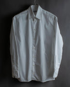 "BURBERRY" Wide collar embroidered emblem white shirt