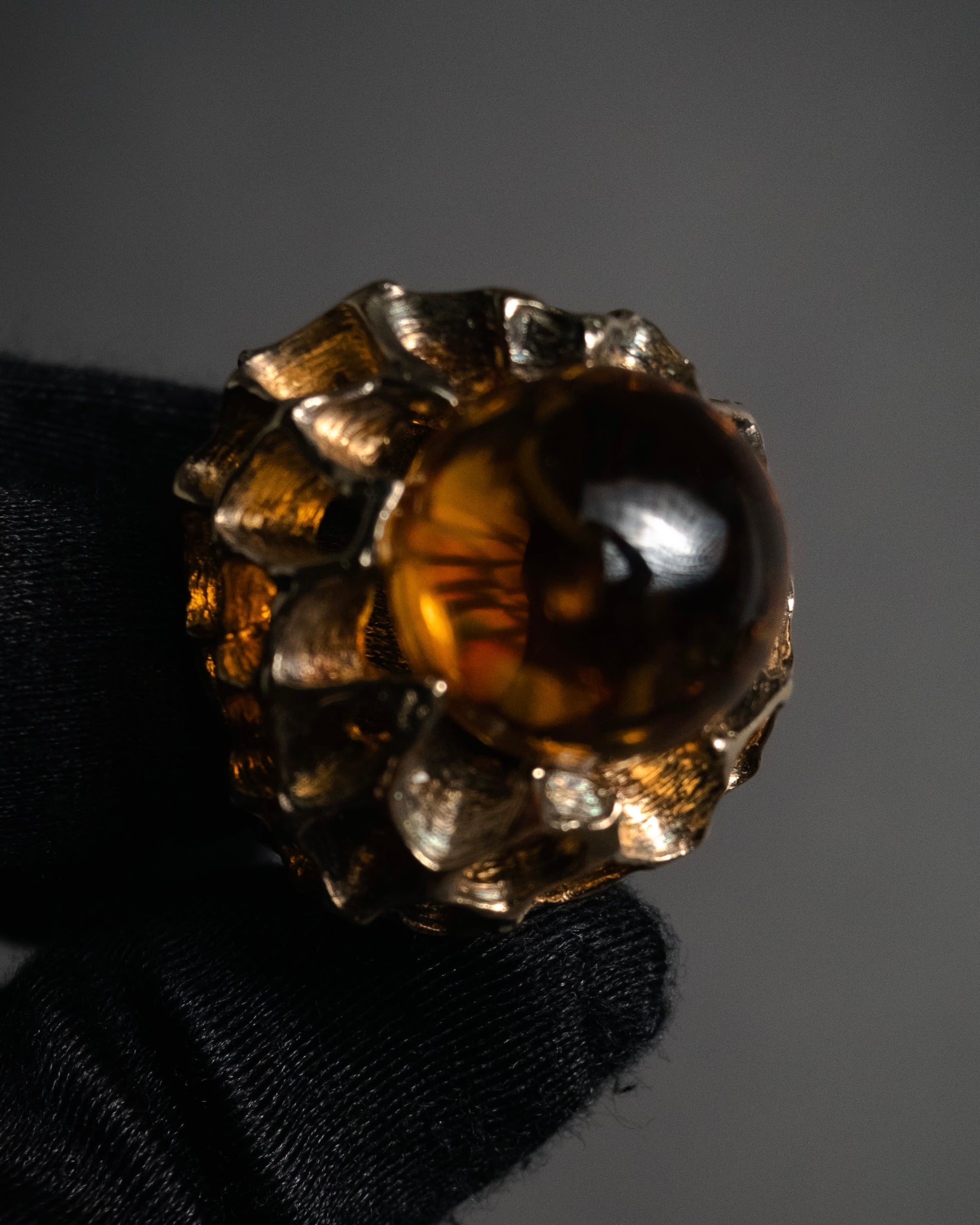 “Baccarat” 00’s Médicis crystal cabochon vermeil ring
