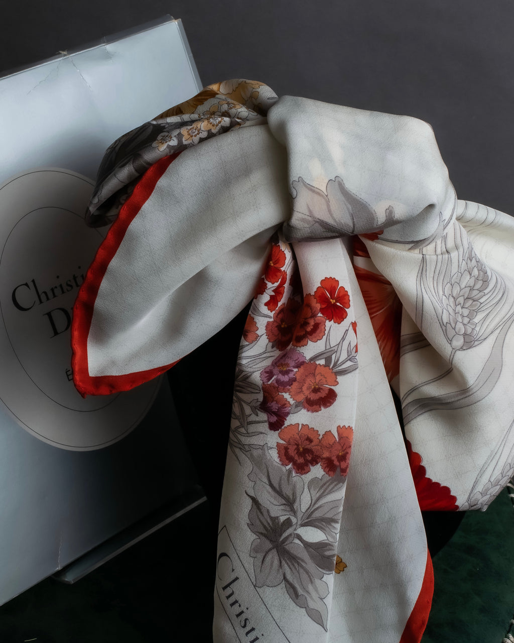 "Christian Dior" Various floral silk scarf