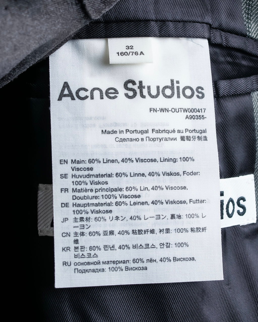 "Acne Studios" Antique design long striped coat