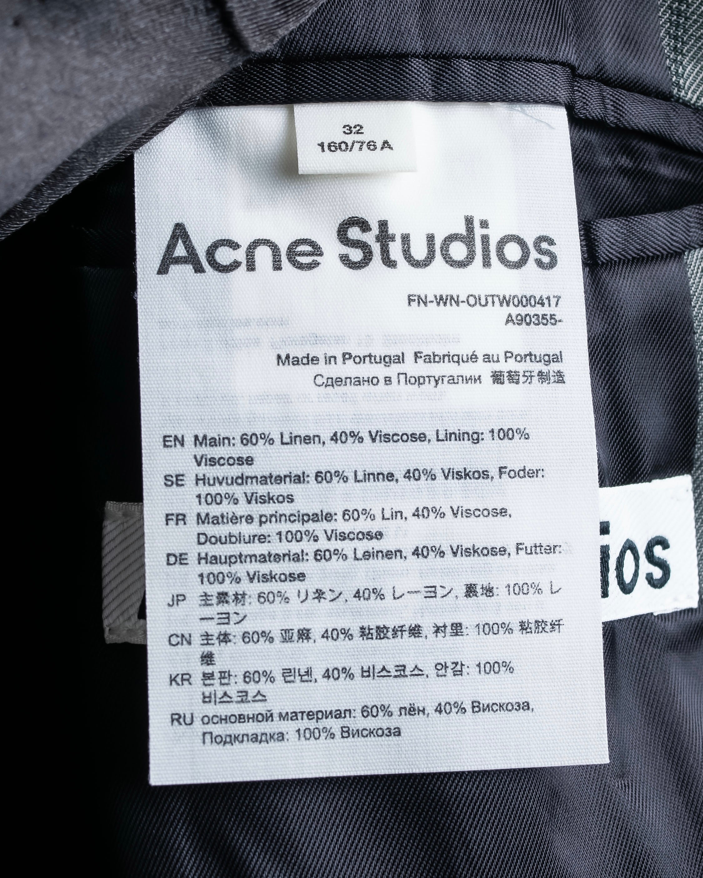 "Acne Studios" Antique design long striped coat