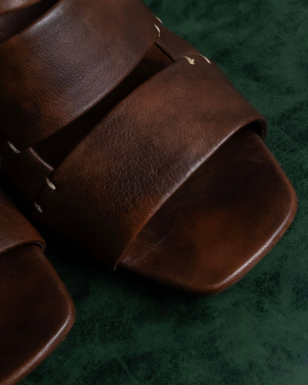 "CELINE" Layered belt detail leather heel sandals