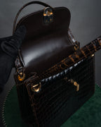 –SPECIAL– “GUCCI” 50’s-60’s Crocodile leather top handle bag
