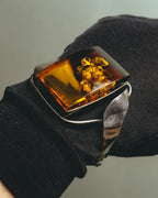 "Vintage" Sculptural amber tone statement bracelet