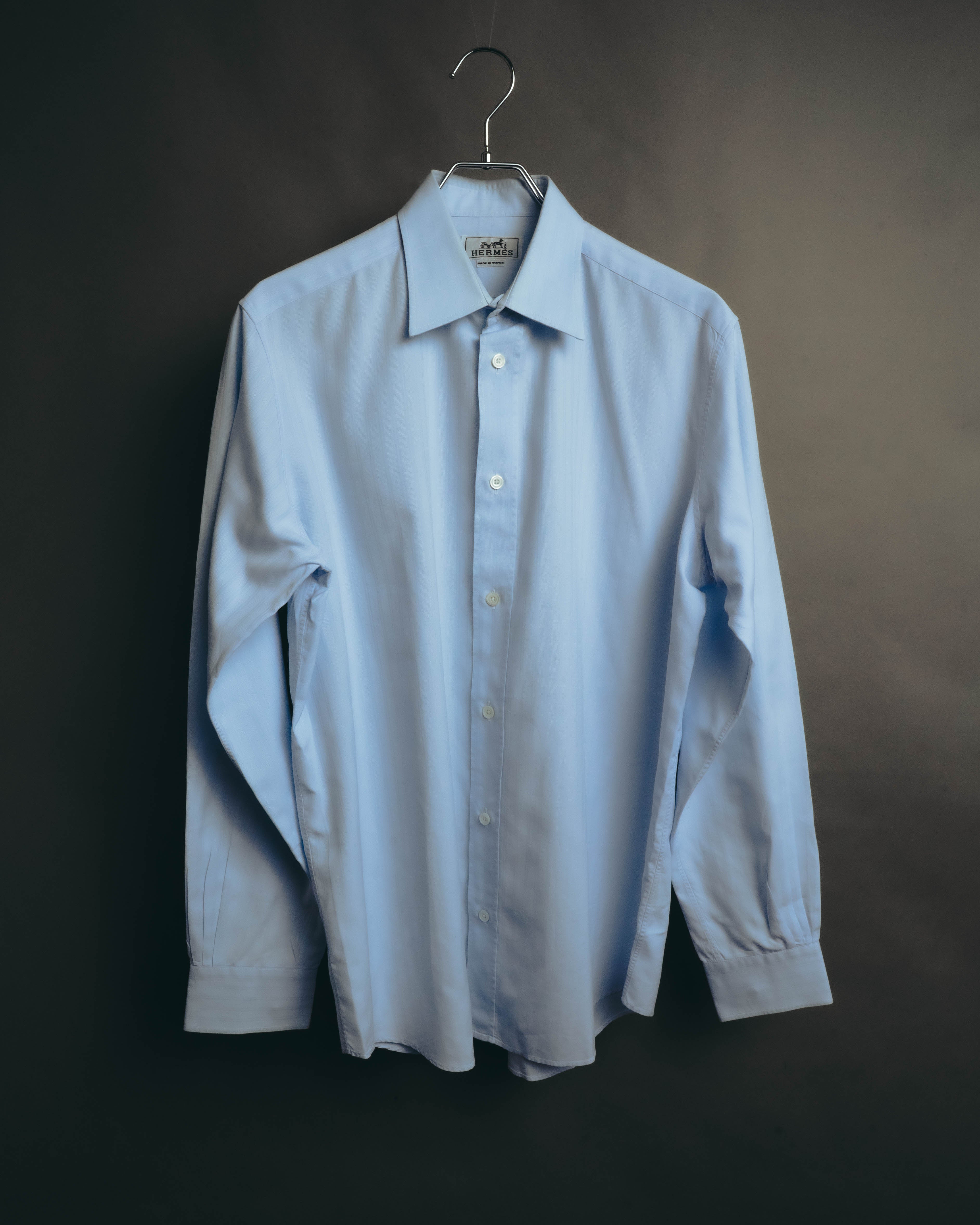 "Hermès" Vintage subtly woven cotton dress shirt