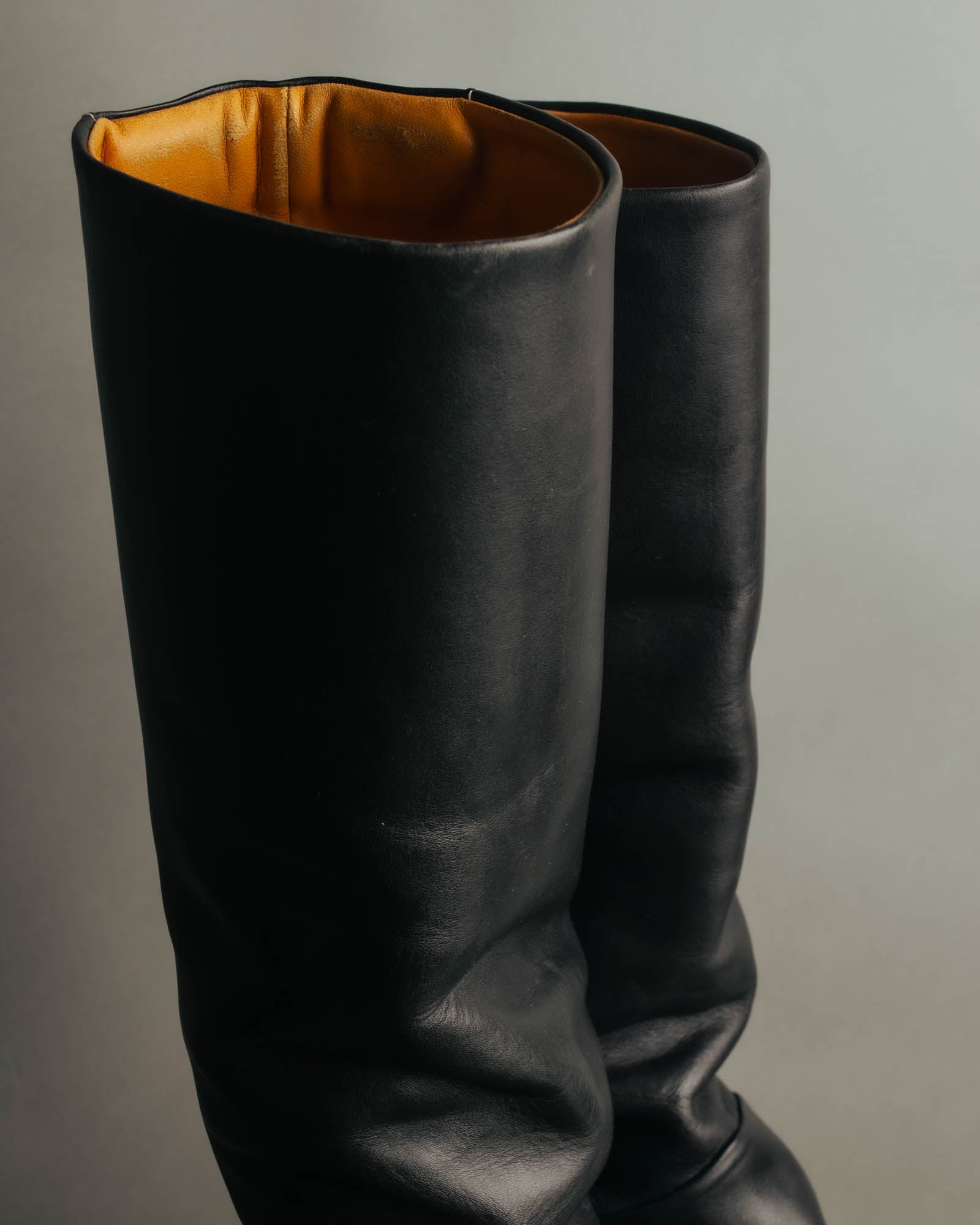 "Hermès" 90's-00's Minimal leather knee-high boots