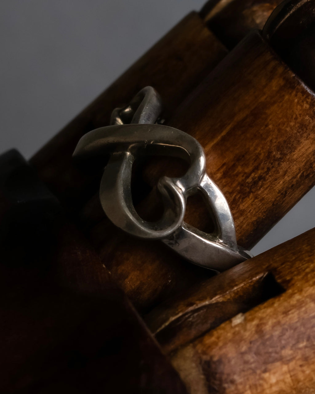 "Tiffany&Co" Double loving heart design silver ring