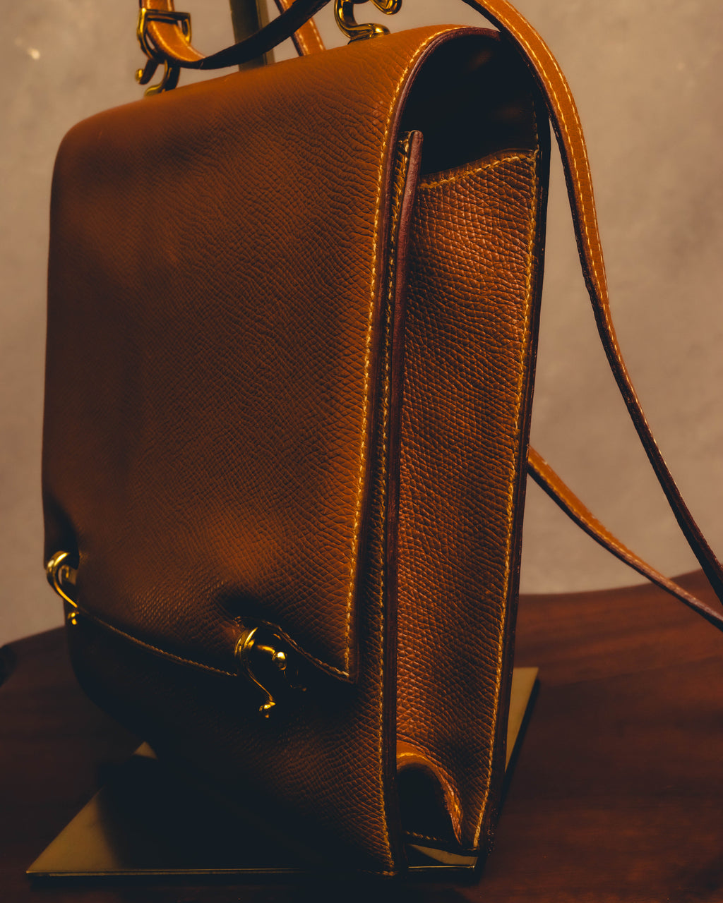 -SPECIAL- "Hermès" 80's Structured leather shoulder bag
