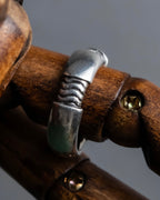 "JEAN PAUL GAULTIER" Logo engraved twisted design silver ring