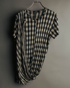 “tricot COMME des GARÇONS” 00’s-10’s Asymmetric gingham draped top