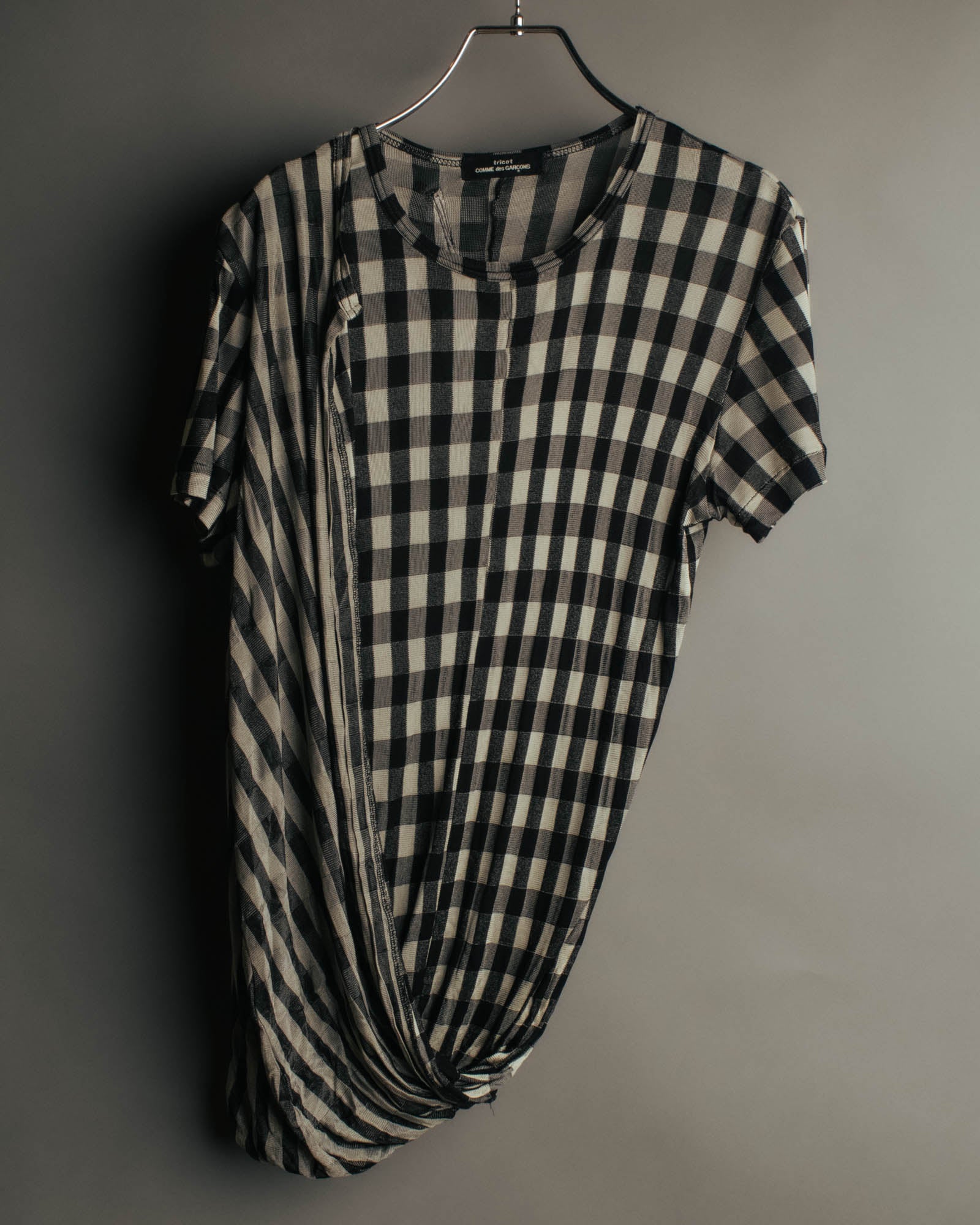 “tricot COMME des GARÇONS” 00’s-10’s Asymmetric gingham draped top