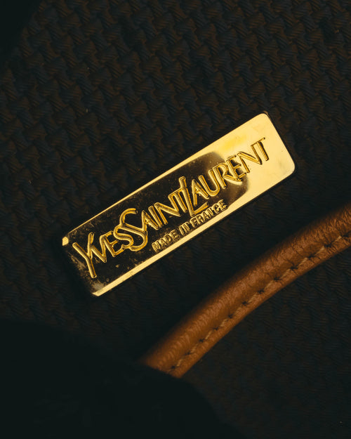 "Yves Saint Laurent" 70's-90's Woven leather shoulder bag