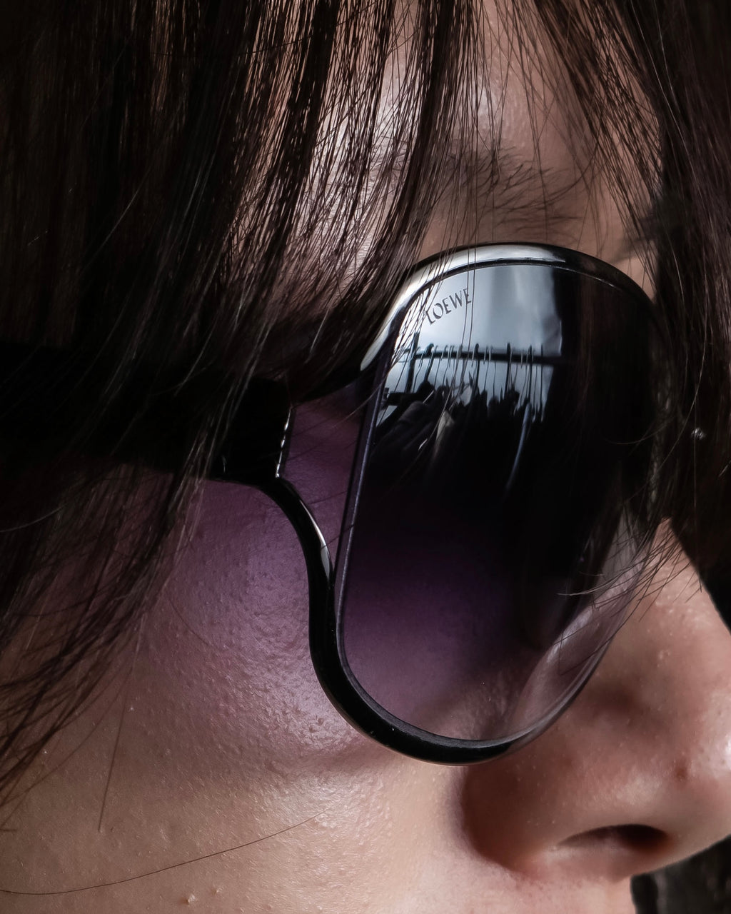 "LOEWE" Anagram logo engraved oval sunglasses