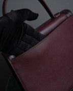 "YVES SAINT LAURENT" Diamond trim design 2way leather handle bag