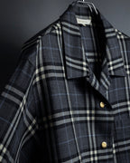 "BURBERRYS" Gold metal button design check pattern wool shirt