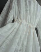“Yves Saint Laurent” 80’s-90’s Sheer floral ruffle lingerie robe