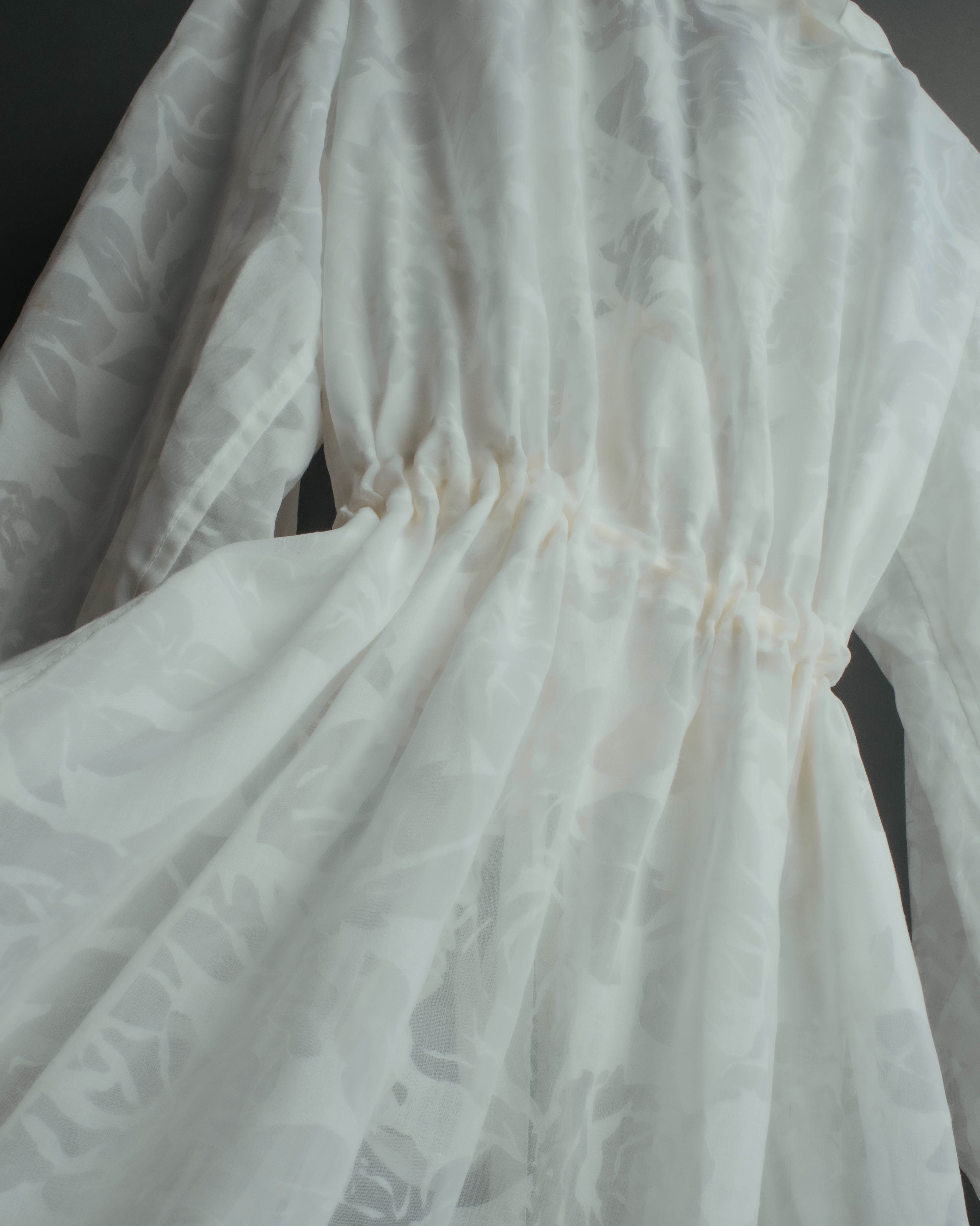“Yves Saint Laurent” 80’s-90’s Sheer floral ruffle lingerie robe