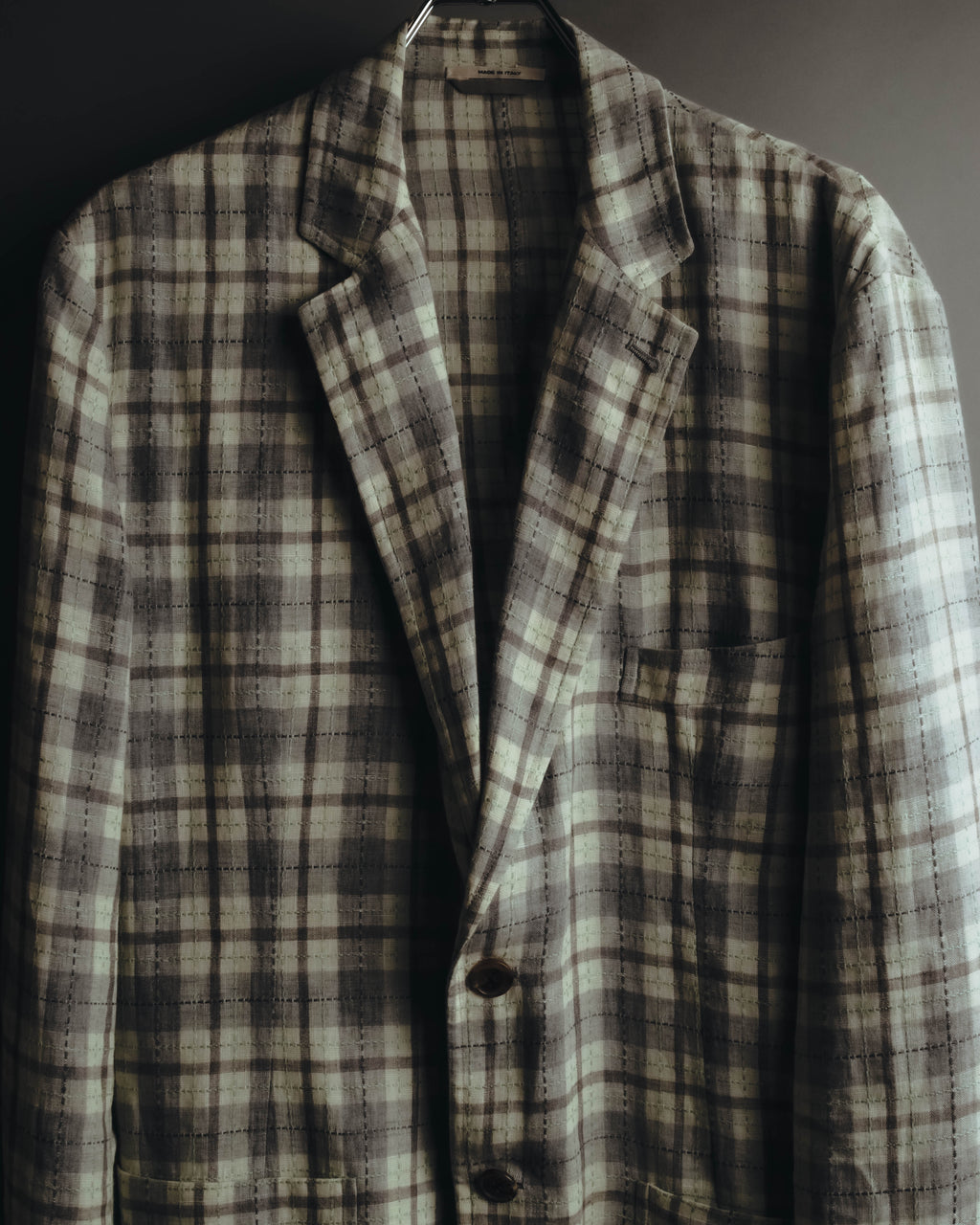 -SPECIAL- "Hermès" 10's Textured linen blend check blazer