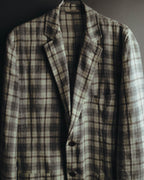 -SPECIAL- "Hermès" 10's Textured linen blend check blazer