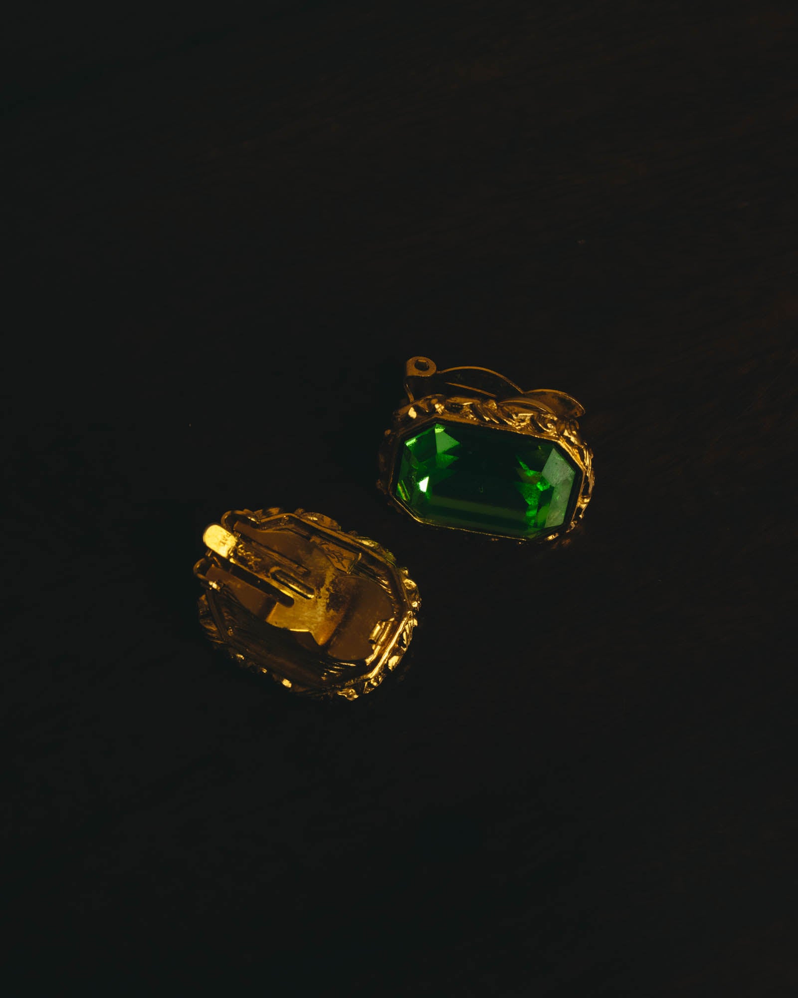 "Yves Saint Laurent" 80's-90's Emerald green clip-on earrings