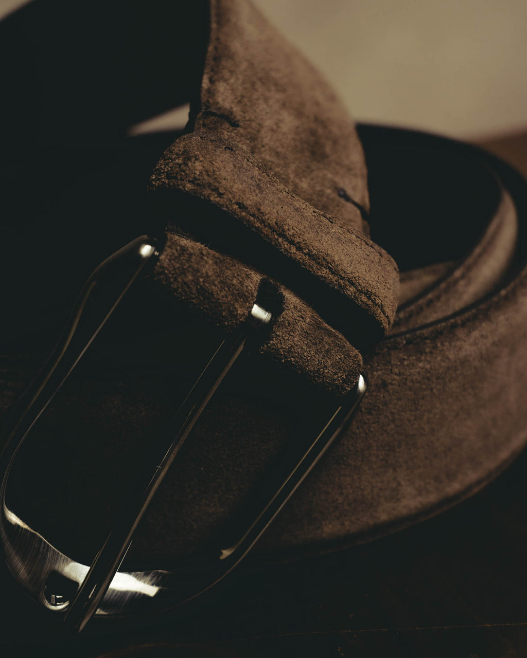 "Ermenegildo Zegna" 90's–00's brown suede leather belt