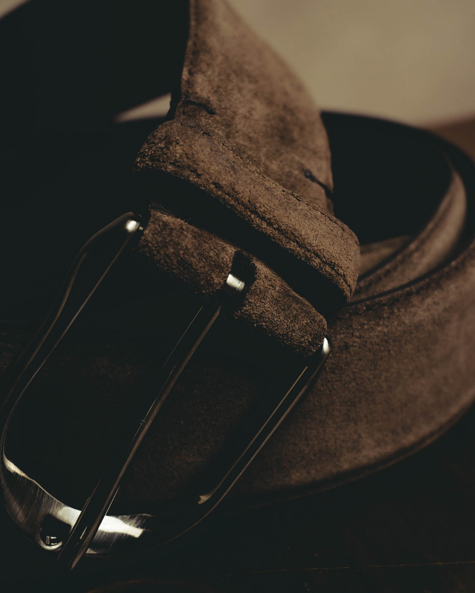"Ermenegildo Zegna" 90's–00's brown suede leather belt