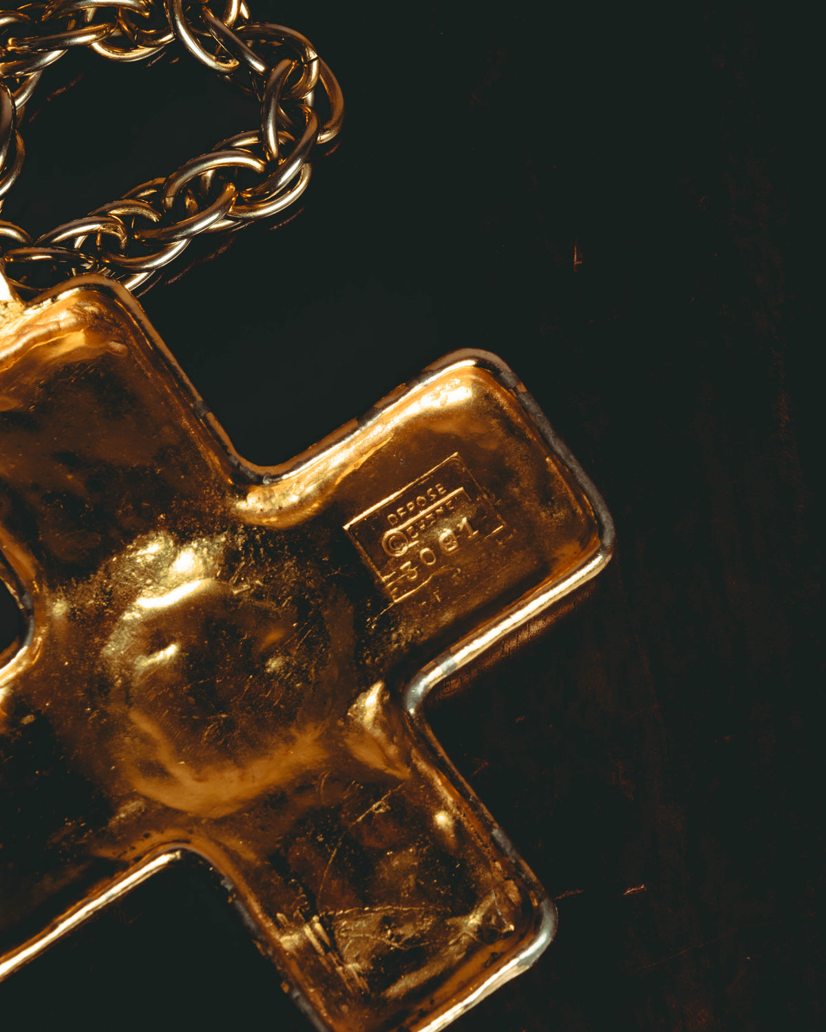 –SPECIAL– "CHANEL" 80's Gripoix Byzantine cross pendant necklace