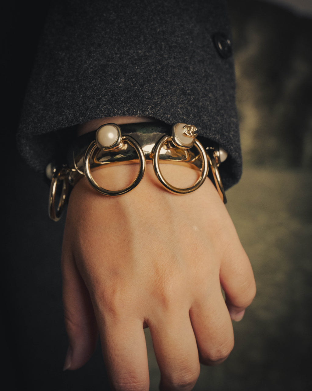 -SPECIAL- “CHANEL” 22C Pearl embellished ring statement cuff bracelet