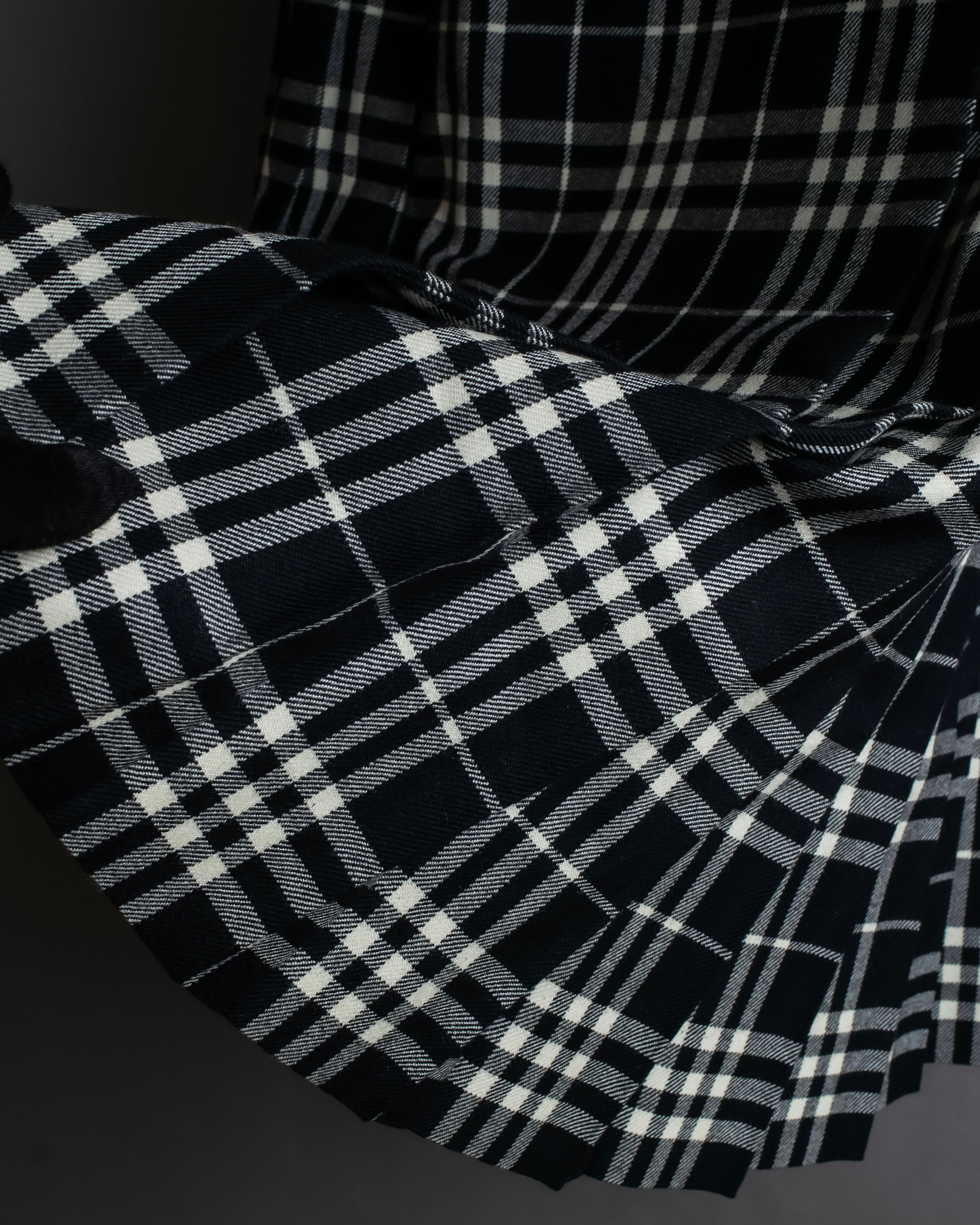"BURBERRY" Tartan check pleated wrap skirt