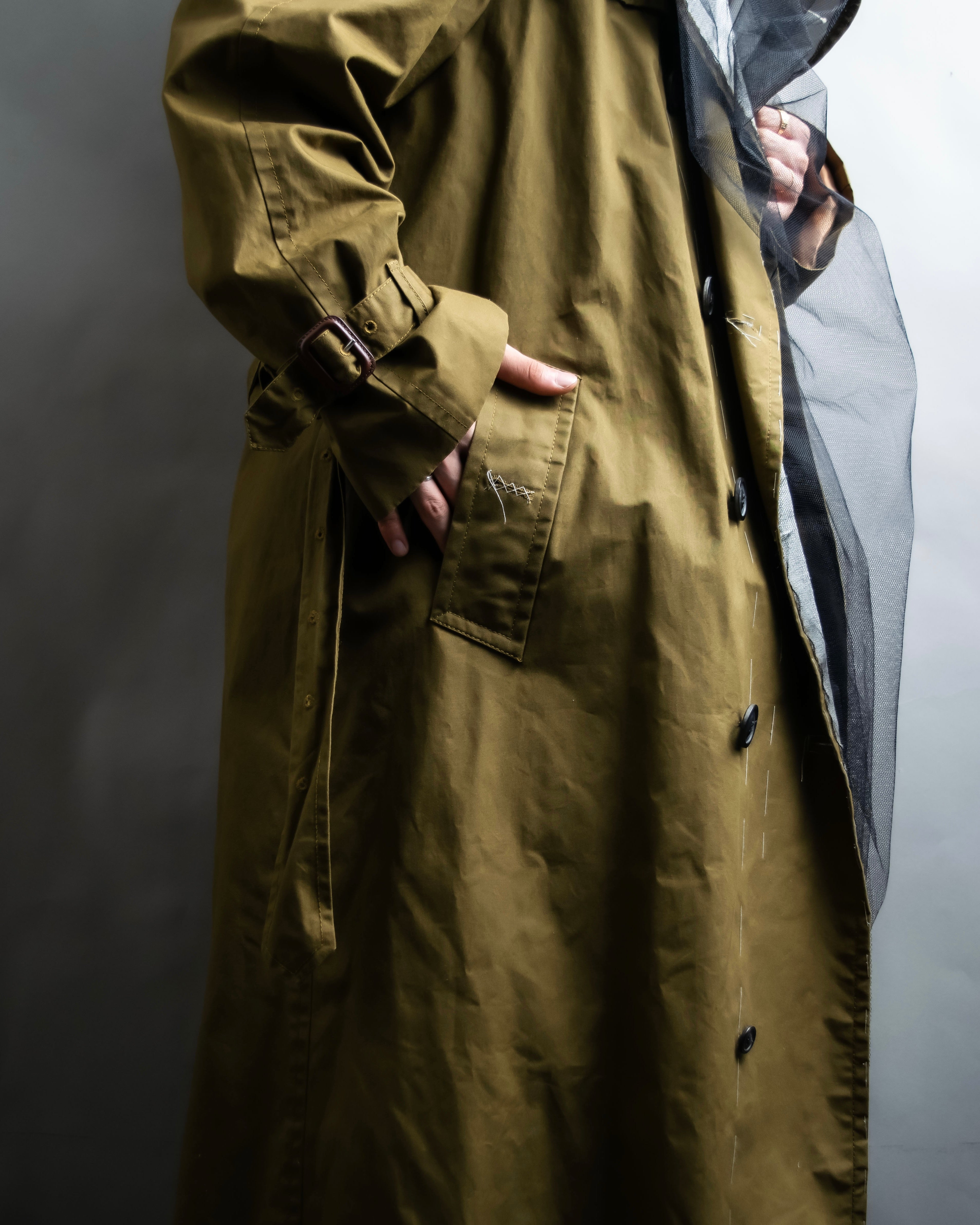 "MAISON MARGIELA" 20AW reconstructed tulle docking trench coat